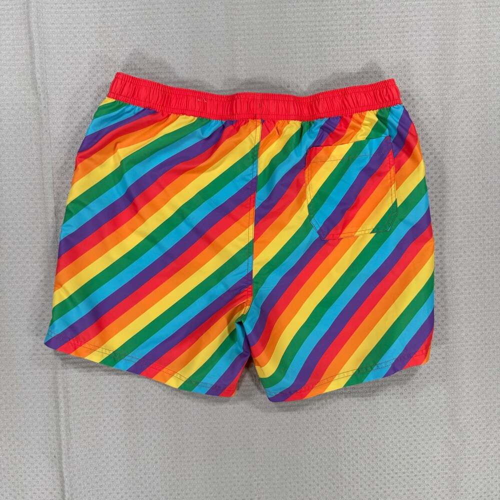 Way To Celebrate Pride Rainbow Striped Men's Swim Trunks